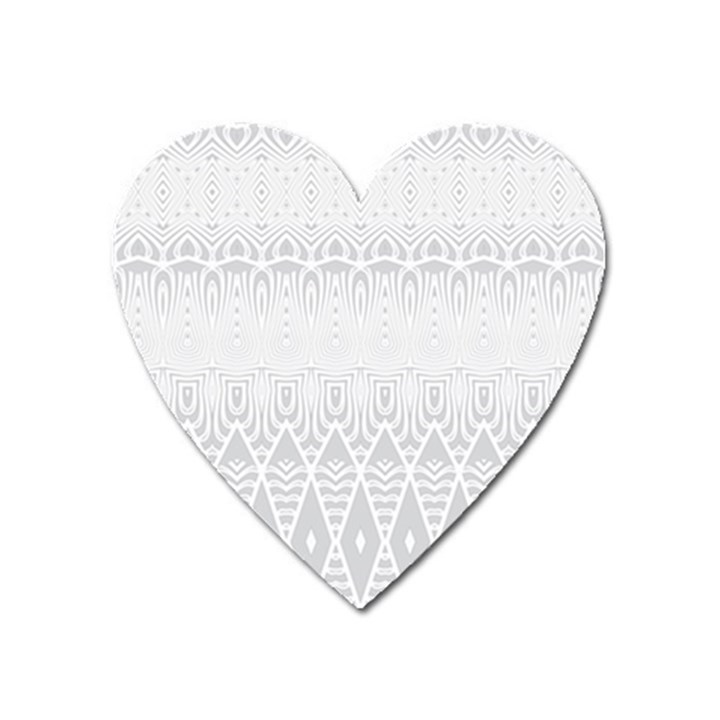 Boho White Wedding Pattern Heart Magnet