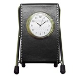 Boho White Wedding Pattern Pen Holder Desk Clock Front