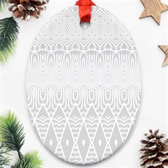 Boho White Wedding Pattern Oval Ornament (two Sides) by SpinnyChairDesigns