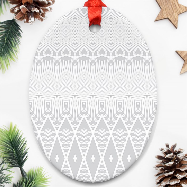 Boho White Wedding Pattern Oval Ornament (Two Sides)