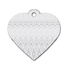 Boho White Wedding Pattern Dog Tag Heart (one Side) by SpinnyChairDesigns