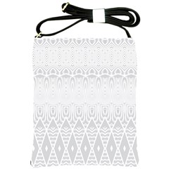 Boho White Wedding Pattern Shoulder Sling Bag by SpinnyChairDesigns