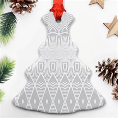 Boho White Wedding Pattern Christmas Tree Ornament (two Sides) by SpinnyChairDesigns