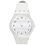 Boho White Wedding Pattern Round Plastic Sport Watch (M) Front