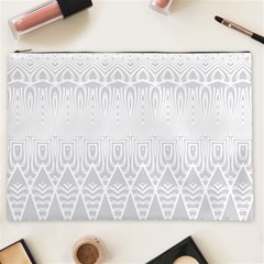 Boho White Wedding Pattern Cosmetic Bag (xxl) by SpinnyChairDesigns