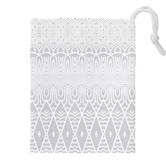 Boho White Wedding Pattern Drawstring Pouch (4xl) by SpinnyChairDesigns