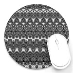 Boho Black and White Pattern Round Mousepads Front