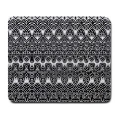 Boho Black And White Pattern Large Mousepads by SpinnyChairDesigns