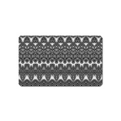 Boho Black And White Pattern Magnet (name Card) by SpinnyChairDesigns