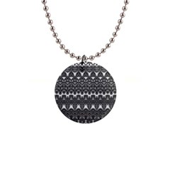 Boho Black And White Pattern 1  Button Necklace by SpinnyChairDesigns