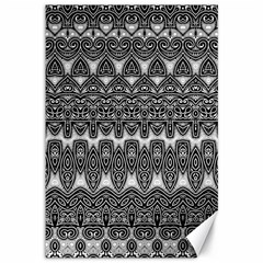 Boho Black And White Pattern Canvas 12  X 18  by SpinnyChairDesigns