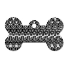 Boho Black And White Pattern Dog Tag Bone (two Sides) by SpinnyChairDesigns