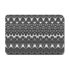 Boho Black And White Pattern Small Doormat  by SpinnyChairDesigns