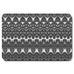 Boho Black And White Pattern Large Doormat  by SpinnyChairDesigns