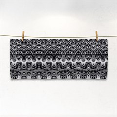 Boho Black And White Pattern Hand Towel by SpinnyChairDesigns