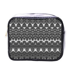 Boho Black And White Pattern Mini Toiletries Bag (one Side) by SpinnyChairDesigns