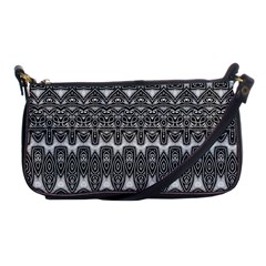 Boho Black And White Pattern Shoulder Clutch Bag by SpinnyChairDesigns