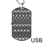 Boho Black and White Pattern Dog Tag USB Flash (One Side) Front