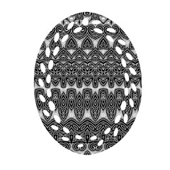 Boho Black And White Pattern Ornament (oval Filigree) by SpinnyChairDesigns