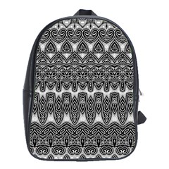 Boho Black And White Pattern School Bag (xl) by SpinnyChairDesigns