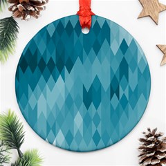 Cerulean Blue Geometric Patterns Ornament (round) by SpinnyChairDesigns