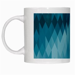 Cerulean Blue Geometric Patterns White Mugs by SpinnyChairDesigns