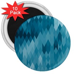 Cerulean Blue Geometric Patterns 3  Magnets (10 Pack)  by SpinnyChairDesigns