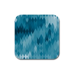 Cerulean Blue Geometric Patterns Rubber Square Coaster (4 Pack)  by SpinnyChairDesigns