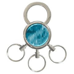 Cerulean Blue Geometric Patterns 3-ring Key Chain by SpinnyChairDesigns