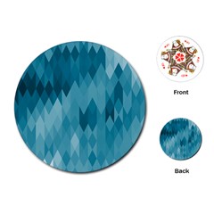 Cerulean Blue Geometric Patterns Playing Cards Single Design (round) by SpinnyChairDesigns