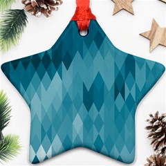 Cerulean Blue Geometric Patterns Star Ornament (two Sides) by SpinnyChairDesigns