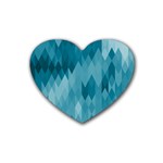 Cerulean Blue Geometric Patterns Heart Coaster (4 pack)  Front