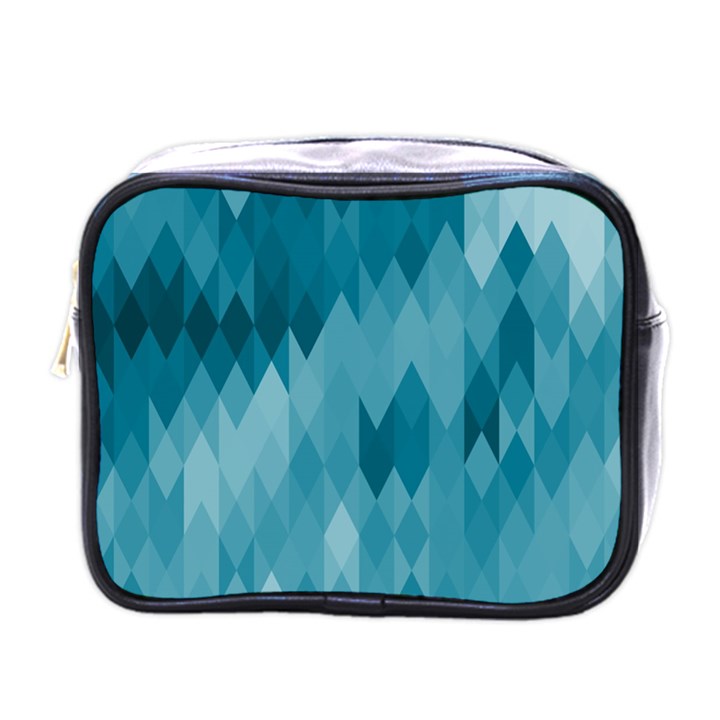 Cerulean Blue Geometric Patterns Mini Toiletries Bag (One Side)