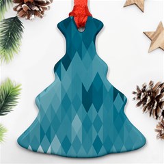 Cerulean Blue Geometric Patterns Christmas Tree Ornament (two Sides) by SpinnyChairDesigns