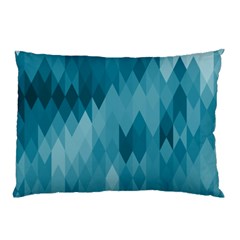 Cerulean Blue Geometric Patterns Pillow Case (two Sides) by SpinnyChairDesigns