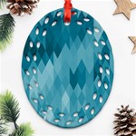 Cerulean Blue Geometric Patterns Ornament (Oval Filigree) Front