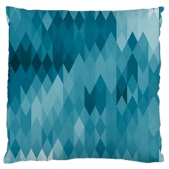 Cerulean Blue Geometric Patterns Large Cushion Case (one Side) by SpinnyChairDesigns