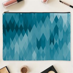 Cerulean Blue Geometric Patterns Cosmetic Bag (xxxl) by SpinnyChairDesigns