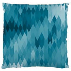 Cerulean Blue Geometric Patterns Large Flano Cushion Case (two Sides) by SpinnyChairDesigns