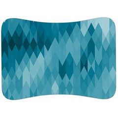 Cerulean Blue Geometric Patterns Velour Seat Head Rest Cushion by SpinnyChairDesigns