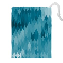 Cerulean Blue Geometric Patterns Drawstring Pouch (4xl) by SpinnyChairDesigns