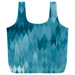 Cerulean Blue Geometric Patterns Full Print Recycle Bag (xxxl) by SpinnyChairDesigns