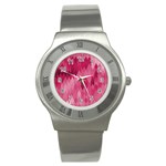 Blush Pink Geometric Pattern Stainless Steel Watch Front