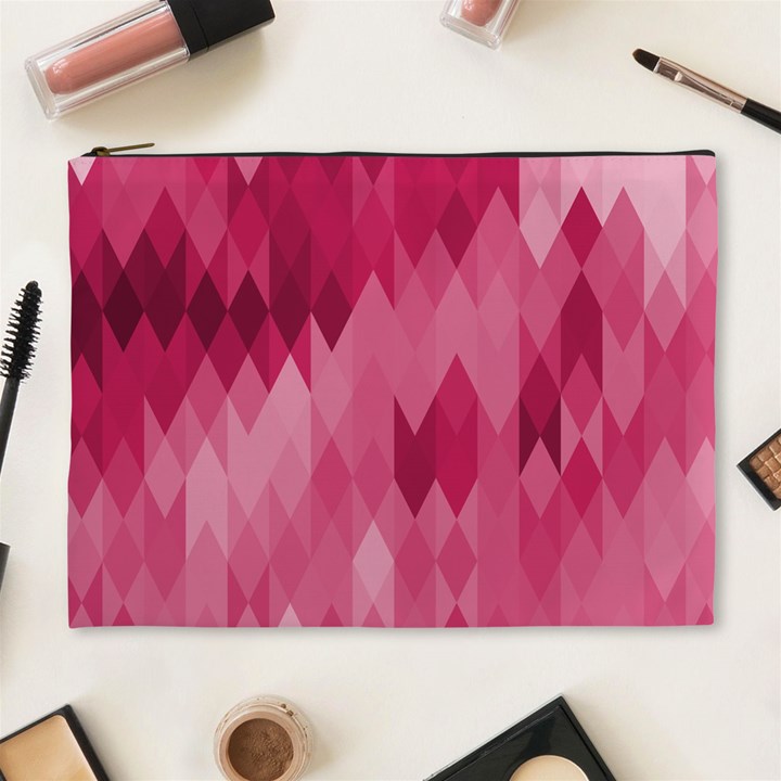 Blush Pink Geometric Pattern Cosmetic Bag (XL)