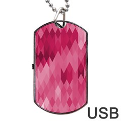 Blush Pink Geometric Pattern Dog Tag Usb Flash (one Side) by SpinnyChairDesigns