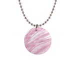 Pastel Pink Feathered Pattern 1  Button Necklace Front