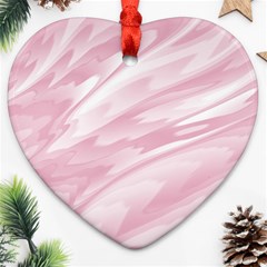 Pastel Pink Feathered Pattern Heart Ornament (two Sides) by SpinnyChairDesigns