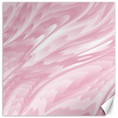 Pastel Pink Feathered Pattern Canvas 12  X 12  by SpinnyChairDesigns