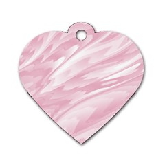 Pastel Pink Feathered Pattern Dog Tag Heart (one Side) by SpinnyChairDesigns