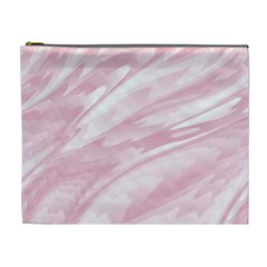 Pastel Pink Feathered Pattern Cosmetic Bag (xl) by SpinnyChairDesigns